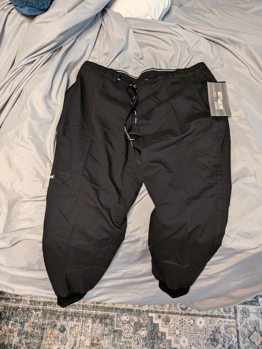 Grey's Anatomy Black Jogger Scrub Pants with Drawstring